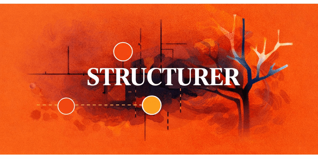 Illustration abstraite orange et noire associée à l'idée de structurer.